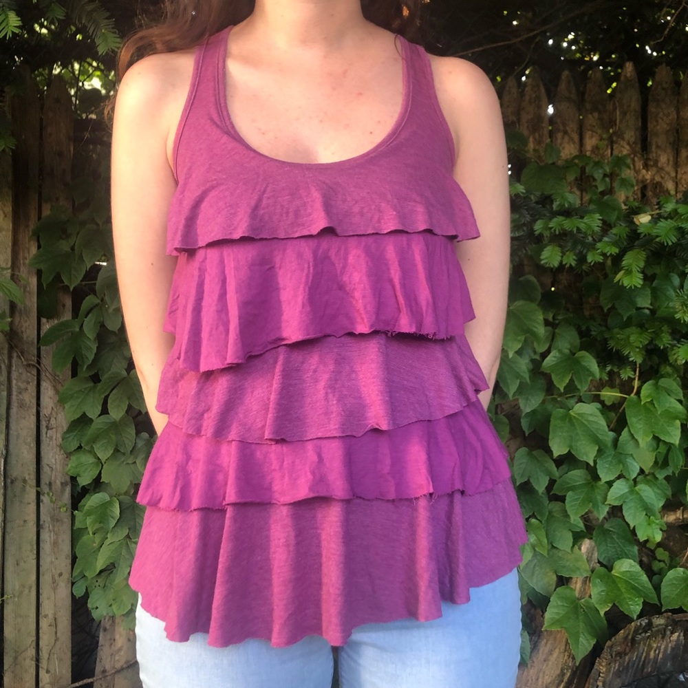 Splendid purple ruffle tank